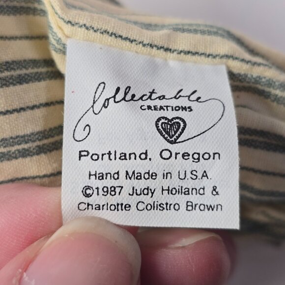 Vintage Christmas Ornament Bunny Rabbit Plush Hanging 1987 Judy Hoiland Portland - Picture 7 of 8